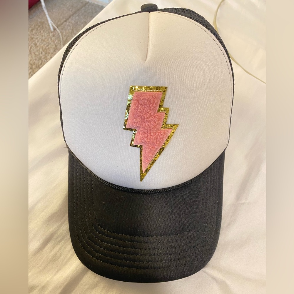 Black & White Lightening Patch Trucker Hat